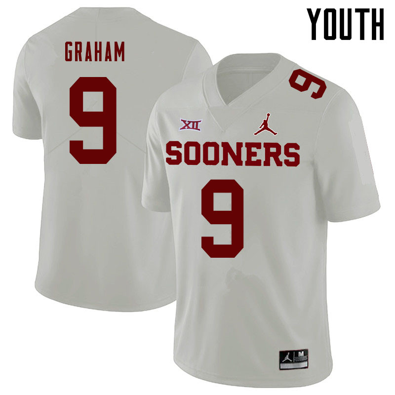 Jordan Brand Youth #9 D.J. Graham Oklahoma Sooners College Football Jerseys Sale-White